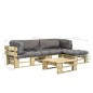 4-tlg. Outdoor-Lounge-Set Paletten mit Kissen in Grau Holz 4-tlg. Outdoor-Lounge-Set Paletten mit Kissen in Grau Holz