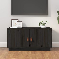 vidaXL TV-Schrank Schwarz 80x34x40 cm Massivholz Kiefer