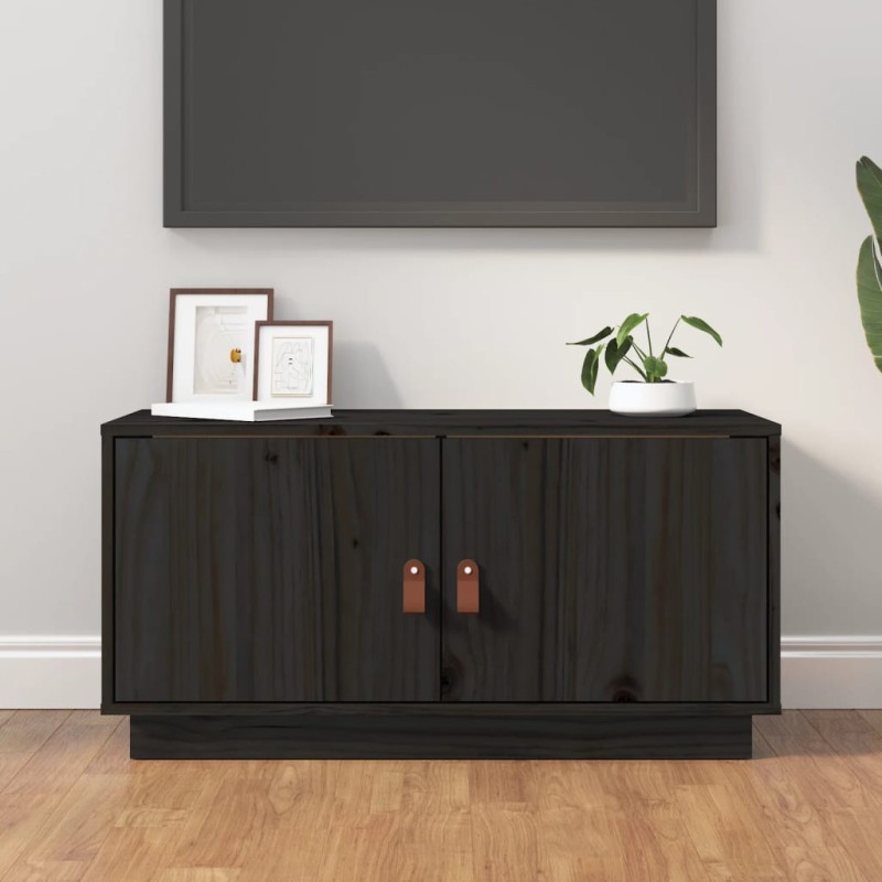 vidaXL TV-Schrank Schwarz 80x34x40 cm Massivholz Kiefer vidaXL TV-Schrank Schwarz 80x34x40 cm Massivholz Kiefer
