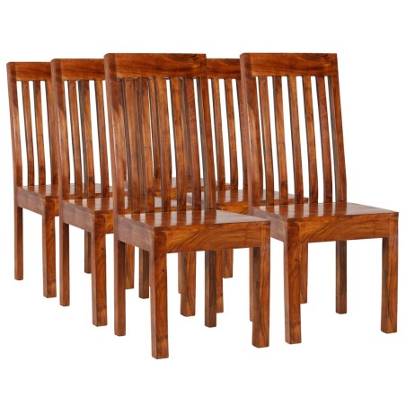 Essgruppe 7-tlg. Akazienholz Massiv mit Palisander-Finish