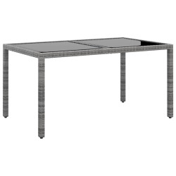 vidaXL Gartentisch 150x90x75 cm Hartglas und Poly Rattan Grau