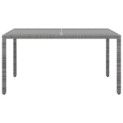 vidaXL Gartentisch 150x90x75 cm Hartglas und Poly Rattan Grau