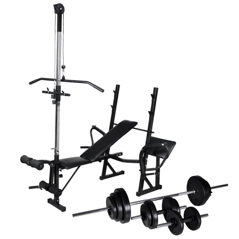 Hantelbank mit Ablage, Langhantel und Kurzhantel-Set 30,5 kg Hantelbank mit Ablage, Langhantel und Kurzhantel-Set 30,5 kg