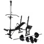 Hantelbank mit Ablage, Langhantel und Kurzhantel-Set 30,5 kg Hantelbank mit Ablage, Langhantel und Kurzhantel-Set 30,5 kg