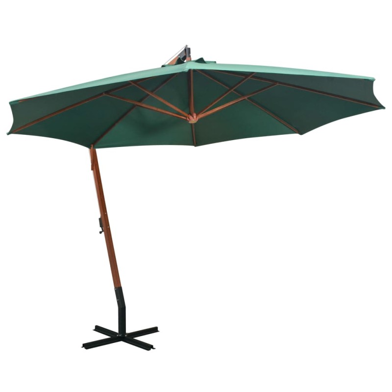 vidaXL Sonnenschirm Ampelschirm 350 cm Holzmast Grün vidaXL Sonnenschirm Ampelschirm 350 cm Holzmast Grün