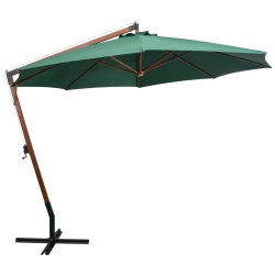 vidaXL Sonnenschirm Ampelschirm 350 cm Holzmast Grün