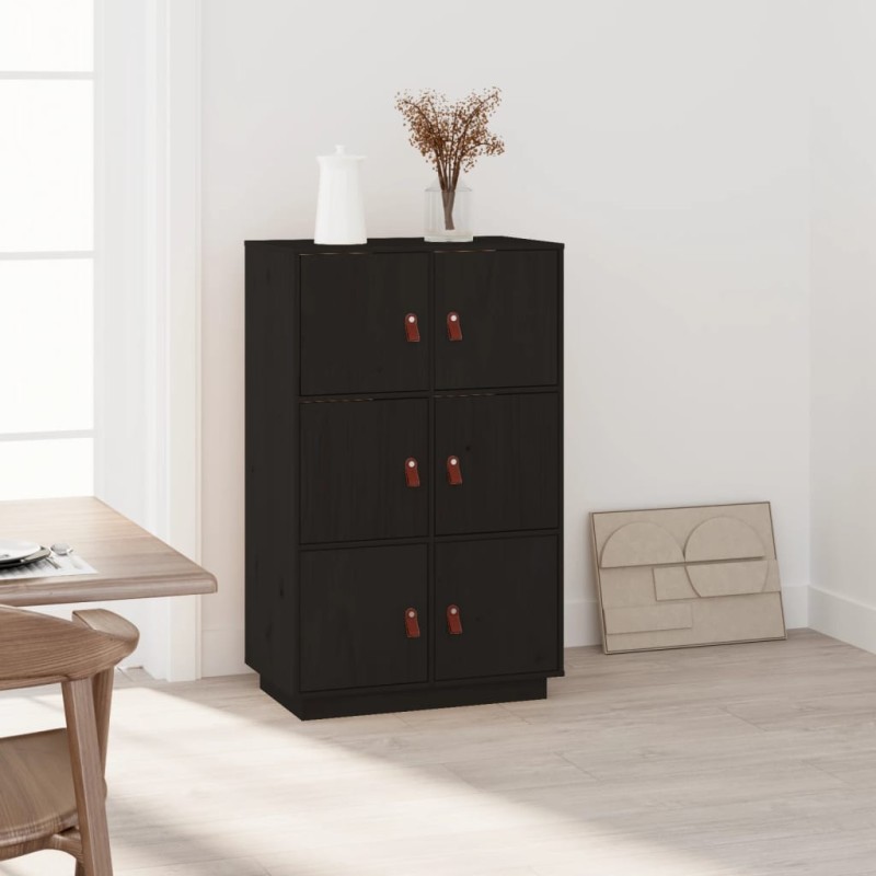 vidaXL Highboard Schwarz 67x40x108,5 cm Massivholz Kiefer vidaXL Highboard Schwarz 67x40x108,5 cm Massivholz Kiefer
