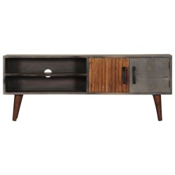 vidaXL TV-Schrank Grau 130x30x46 cm Raues Mango-Massivholz