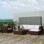 vidaXL 6-tlg. Garten-Lounge-Set mit Kissen Poly Rattan Braun vidaXL 6-tlg. Garten-Lounge-Set mit Kissen Poly Rattan Braun