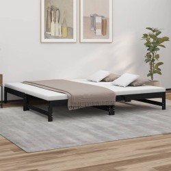 vidaXL Tagesbett Ausziehbar Schwarz 2x(80x200) cm Massivholz Kiefer