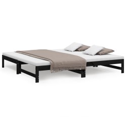 vidaXL Tagesbett Ausziehbar Schwarz 2x(80x200) cm Massivholz Kiefer
