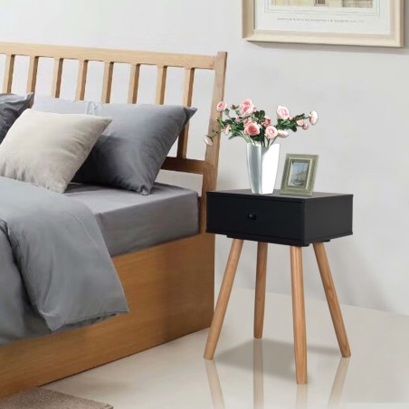 vidaXL Nachttisch 2 Stk. Kiefernholz Massiv 40 x 30 x 61 cm Schwarz