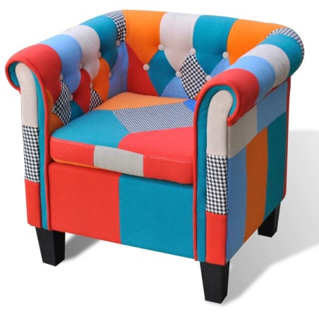 vidaXL Sessel mit Patchwork-Design Stoff 