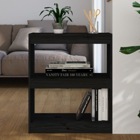 vidaXL Bücherregal/Raumteiler Schwarz 60x30x71,5 cm Massivholz Kiefer