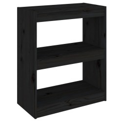 vidaXL Bücherregal/Raumteiler Schwarz 60x30x71,5 cm Massivholz Kiefer