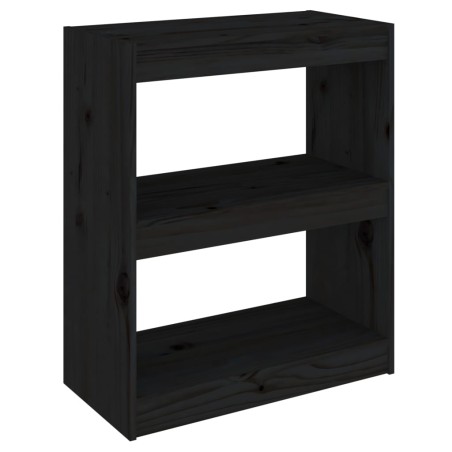 vidaXL Bücherregal/Raumteiler Schwarz 60x30x71,5 cm Massivholz Kiefer