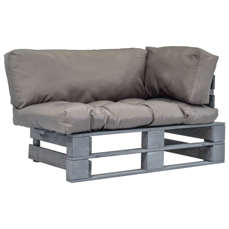 vidaXL Outdoor-Sofa Paletten mit Kissen in Grau Kiefernholz vidaXL Outdoor-Sofa Paletten mit Kissen in Grau Kiefernholz