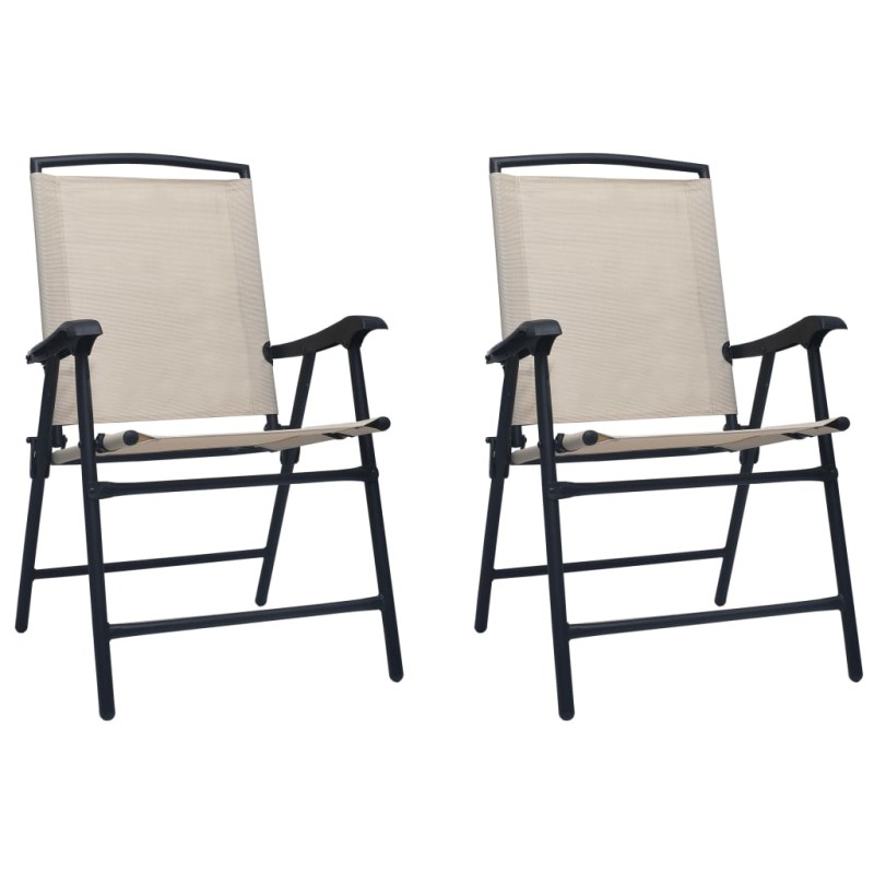 vidaXL Klappbare Gartenstühle 2 Stk. Textilene Cremeweiß vidaXL Klappbare Gartenstühle 2 Stk. Textilene Cremeweiß