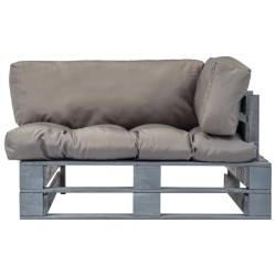 vidaXL Outdoor-Sofa Paletten mit Kissen in Grau Kiefernholz