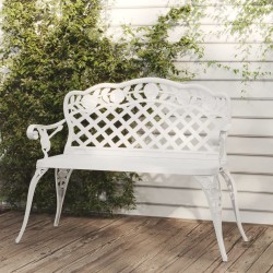 vidaXL Gartenbank 108 cm Aluminiumguss Weiß