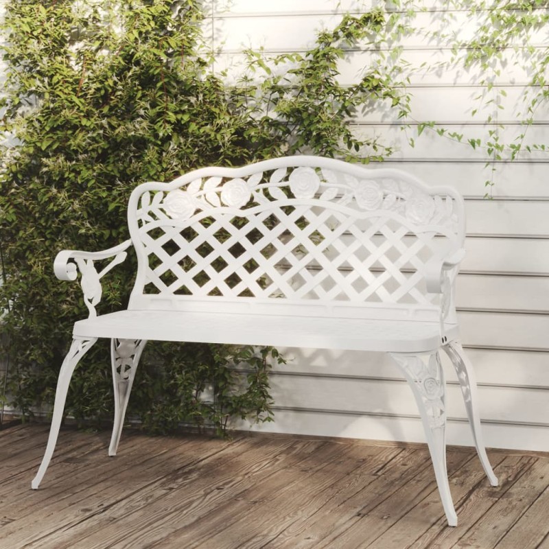 vidaXL Gartenbank 108 cm Aluminiumguss Weiß vidaXL Gartenbank 108 cm Aluminiumguss Weiß