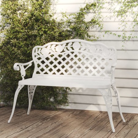 vidaXL Gartenbank 108 cm Aluminiumguss Weiß