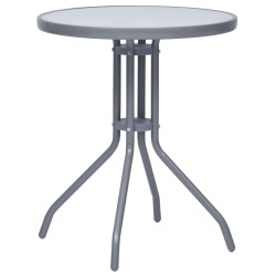 vidaXL Gartentisch Hellgrau 60 cm Stahl und Glas