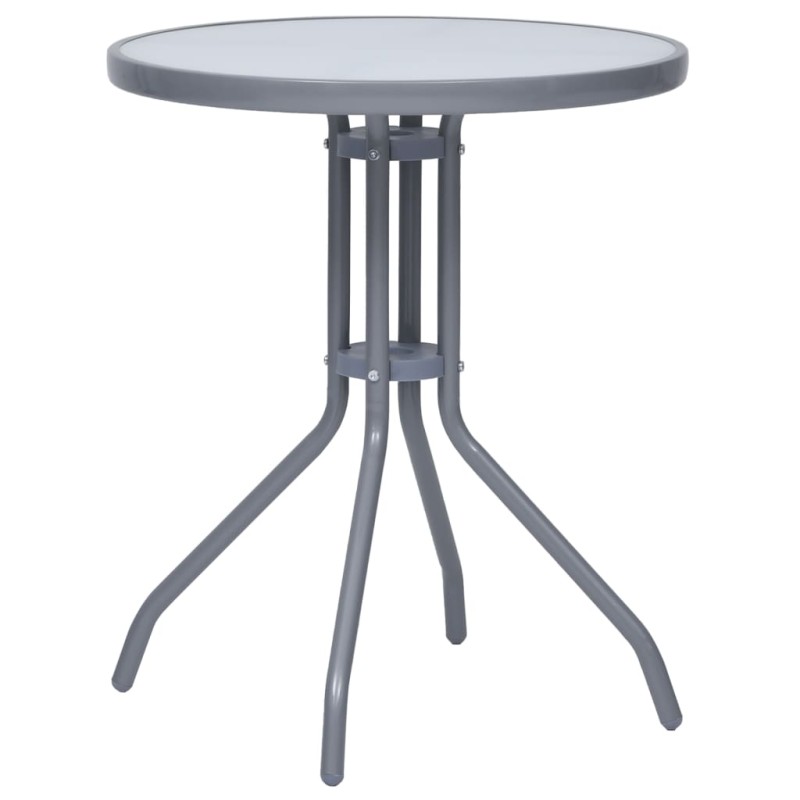 vidaXL Gartentisch Hellgrau 60 cm Stahl und Glas vidaXL Gartentisch Hellgrau 60 cm Stahl und Glas