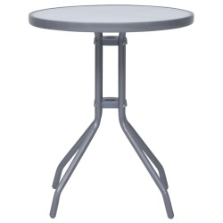 vidaXL Gartentisch Hellgrau 60 cm Stahl und Glas