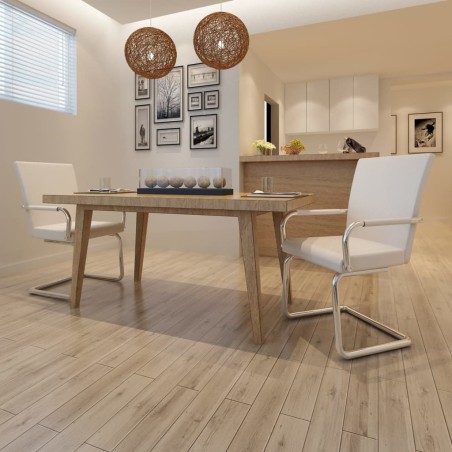 vidaXL Freischwinger 2 Stk. Weiß Kunstleder 