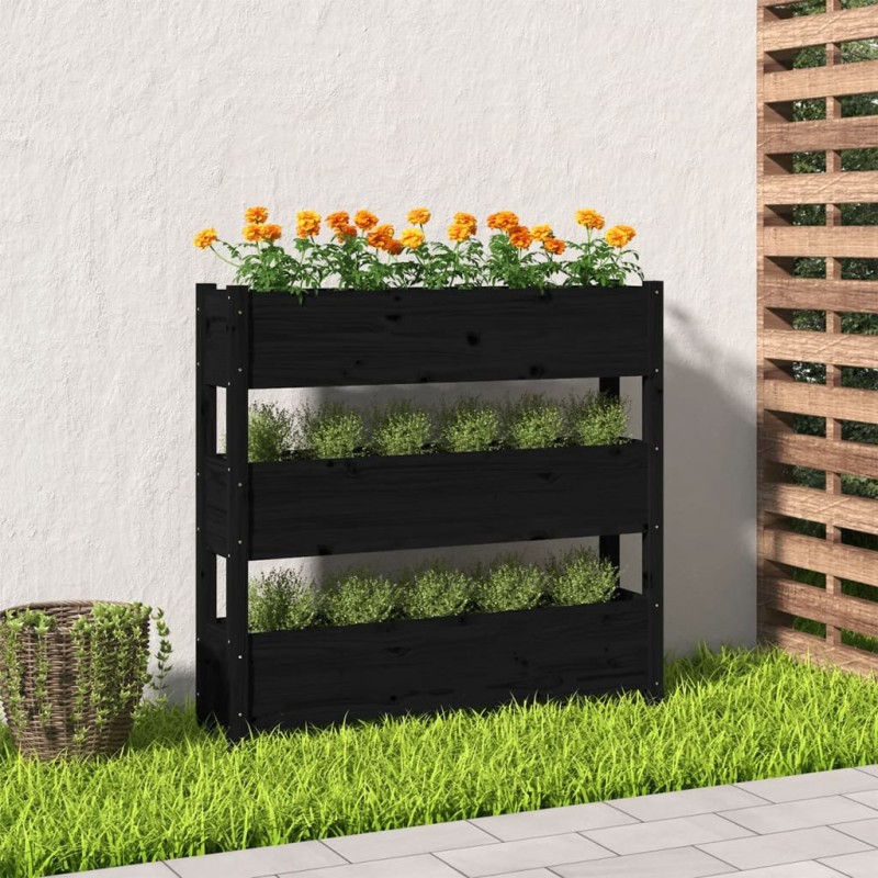 vidaXL Pflanzkübel Schwarz 112x25x104,5 cm Massivholz Kiefer vidaXL Pflanzkübel Schwarz 112x25x104,5 cm Massivholz Kiefer