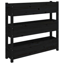 vidaXL Pflanzkübel Schwarz 112x25x104,5 cm Massivholz Kiefer