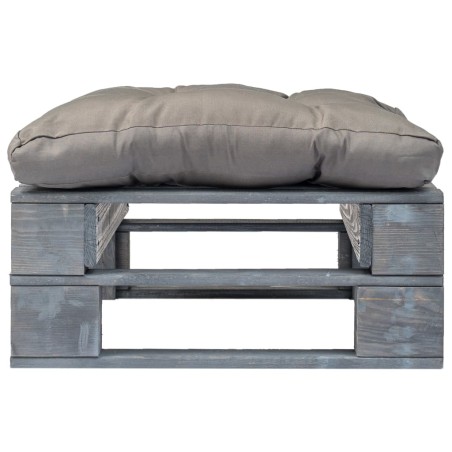 vidaXL Outdoor-Ottomane Paletten mit Kissen in Grau Holz Grau