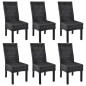 Esszimmerstühle 6 Stk. Schwarz Kubu Rattan und Mangoholz Esszimmerstühle 6 Stk. Schwarz Kubu Rattan und Mangoholz
