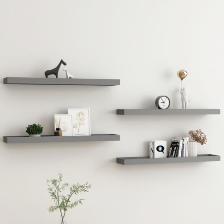 vidaXL Loggia Wandregale 4 Stk. Grau 80x15x4 cm MDF