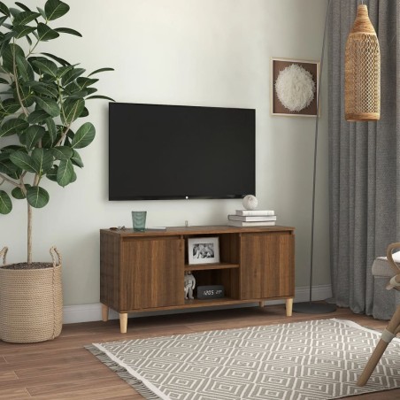 vidaXL TV-Schrank Massivholz-Beine Braun Eichen-Optik 103,5x35x50 cm
