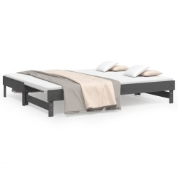 vidaXL Tagesbett Ausziehbar Grau 2x(80x200) cm Massivholz Kiefer