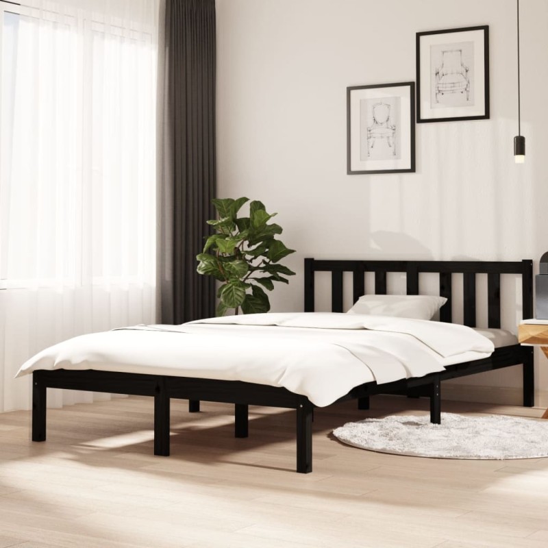 vidaXL Massivholzbett Schwarz 120x200 cm vidaXL Massivholzbett Schwarz 120x200 cm