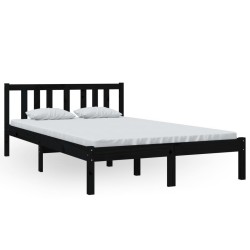 vidaXL Massivholzbett Schwarz 120x200 cm
