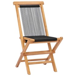 vidaXL Klappbare Gartenstühle 2 Stk. Massivholz Teak und Seil