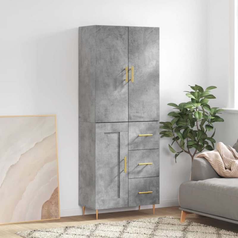 Highboard Betongrau 69,5x34x180 cm Holzwerkstoff Highboard Betongrau 69,5x34x180 cm Holzwerkstoff