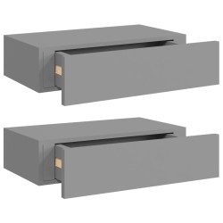 vidaXL Wand-Schubladenregale 2 Stk. Grau 40x23,5x10 cm MDF