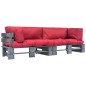 2-tlg. Outdoor-Sofa-Set Paletten mit Kissen in Rot Kiefernholz 2-tlg. Outdoor-Sofa-Set Paletten mit Kissen in Rot Kiefernholz