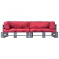 2-tlg. Outdoor-Sofa-Set Paletten mit Kissen in Rot Kiefernholz 2-tlg. Outdoor-Sofa-Set Paletten mit Kissen in Rot Kiefernholz
