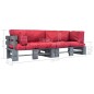 2-tlg. Outdoor-Sofa-Set Paletten mit Kissen in Rot Kiefernholz 2-tlg. Outdoor-Sofa-Set Paletten mit Kissen in Rot Kiefernholz