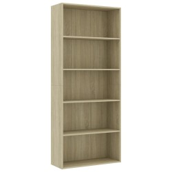 vidaXL Bücherregal 5 Fächer Sonoma-Eiche 80x30x189 cm Holzwerkstoff
