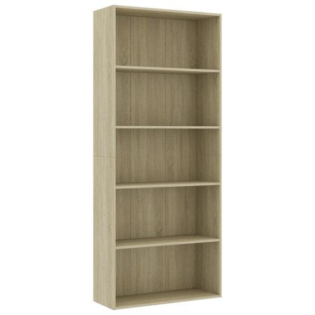 vidaXL Bücherregal 5 Fächer Sonoma-Eiche 80x30x189 cm Holzwerkstoff