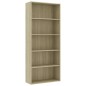 vidaXL Bücherregal 5 Fächer Sonoma-Eiche 80x30x189 cm Holzwerkstoff vidaXL Bücherregal 5 Fächer Sonoma-Eiche 80x30x189 cm Holzwerkstoff