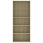 vidaXL Bücherregal 5 Fächer Sonoma-Eiche 80x30x189 cm Holzwerkstoff vidaXL Bücherregal 5 Fächer Sonoma-Eiche 80x30x189 cm Holzwerkstoff