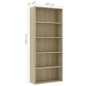 vidaXL Bücherregal 5 Fächer Sonoma-Eiche 80x30x189 cm Holzwerkstoff vidaXL Bücherregal 5 Fächer Sonoma-Eiche 80x30x189 cm Holzwerkstoff